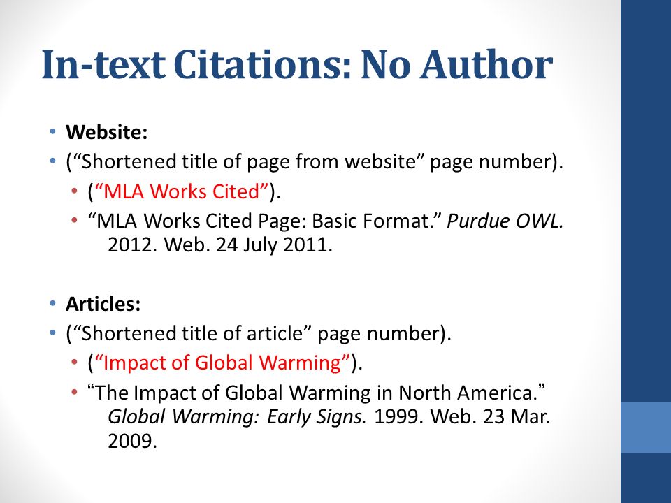 In-text citation of dissertation mla